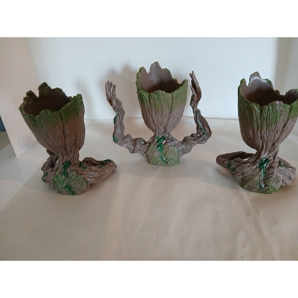(3)Groot Marvel Guardian Of The Galaxy Baby GROOT FLOWER POT PLANTERS Green-Gray - Picture 7 of 16